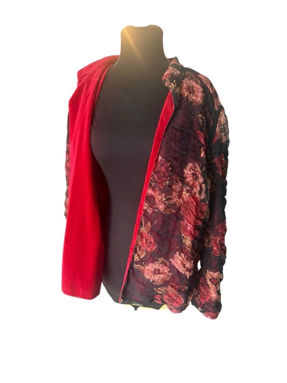 Coldwater Creek Floral Burnout Velvet Lined Jacket 1X Whimsigoth Romantic Sheer